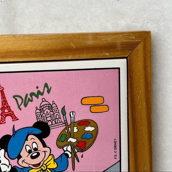 Disney Mickey Mouse the Artist Trivet Pine Wood Frame w/Hanging Loop 5.5”x5.5”‎ - Picture 4 of 8